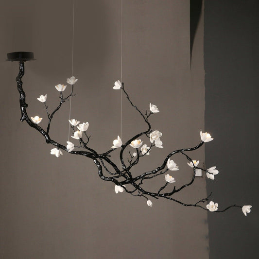 Elegant Ceramic Flower Chandelier - Adjustable Height, Soft Lighting