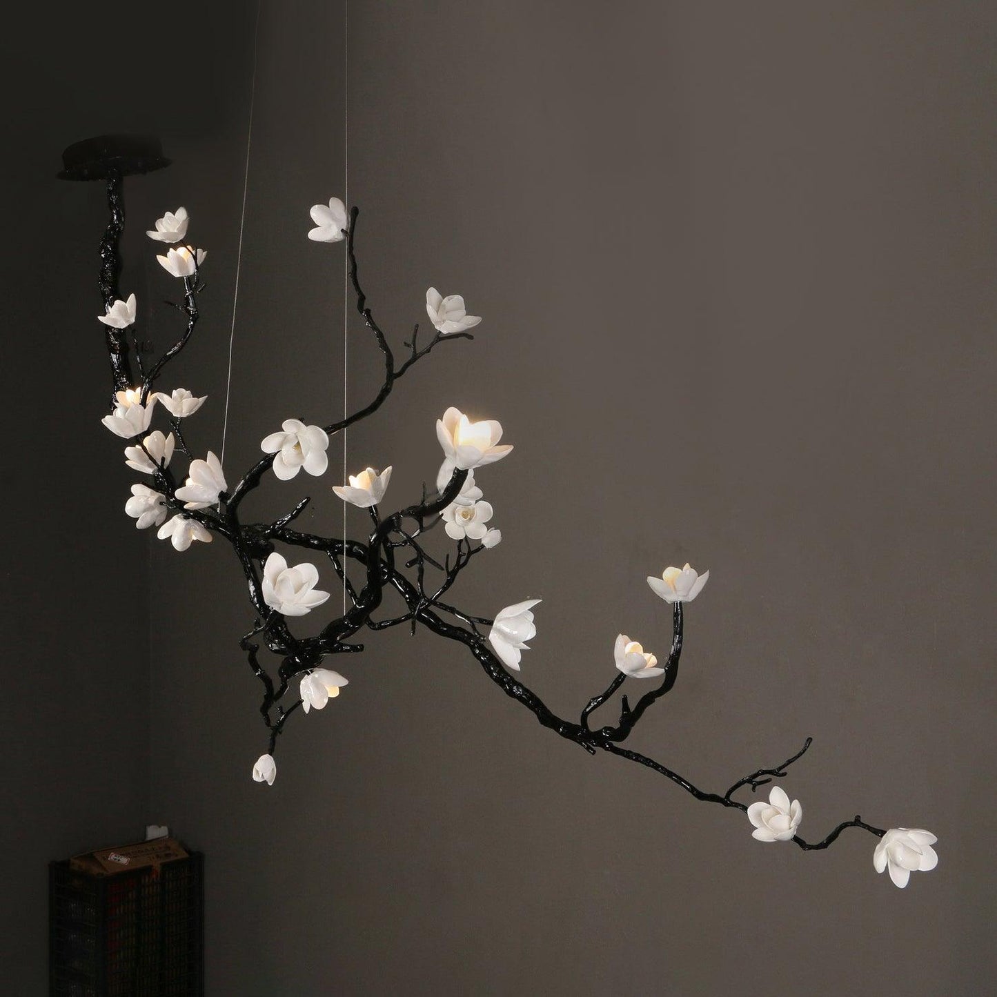 Elegant Ceramic Flower Chandelier - Adjustable Height, Soft Lighting