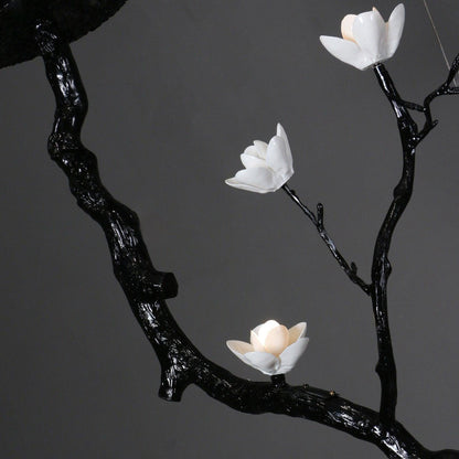 Elegant Ceramic Flower Chandelier - Adjustable Height, Soft Lighting
