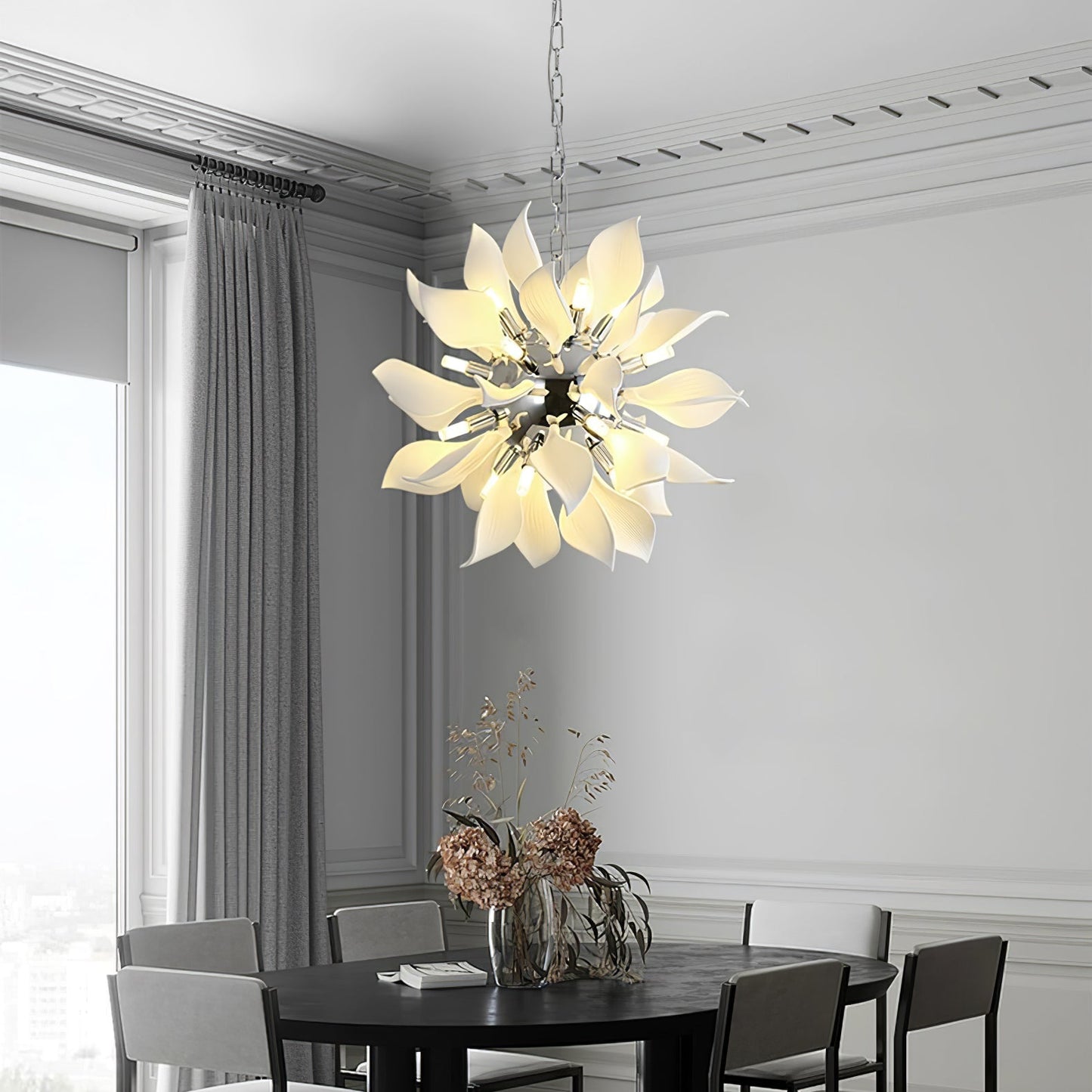 Ceramic Petals Blooming Chandelier - Elegant Design, LED Compatible