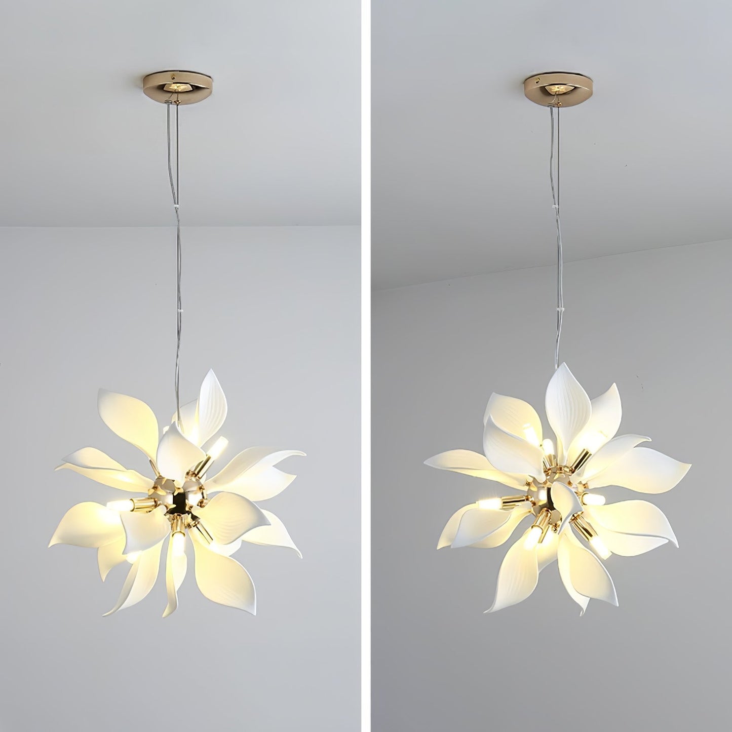 Ceramic Petals Blooming Chandelier - Elegant Design, LED Compatible