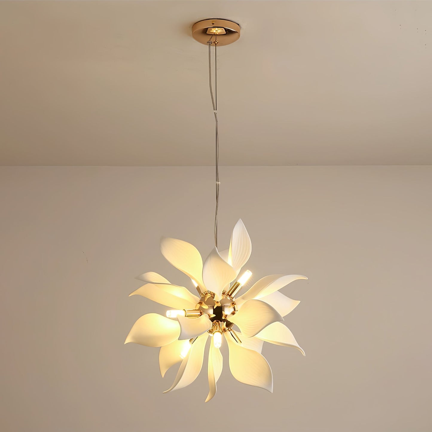 Ceramic Petals Blooming Chandelier - Elegant Design, LED Compatible