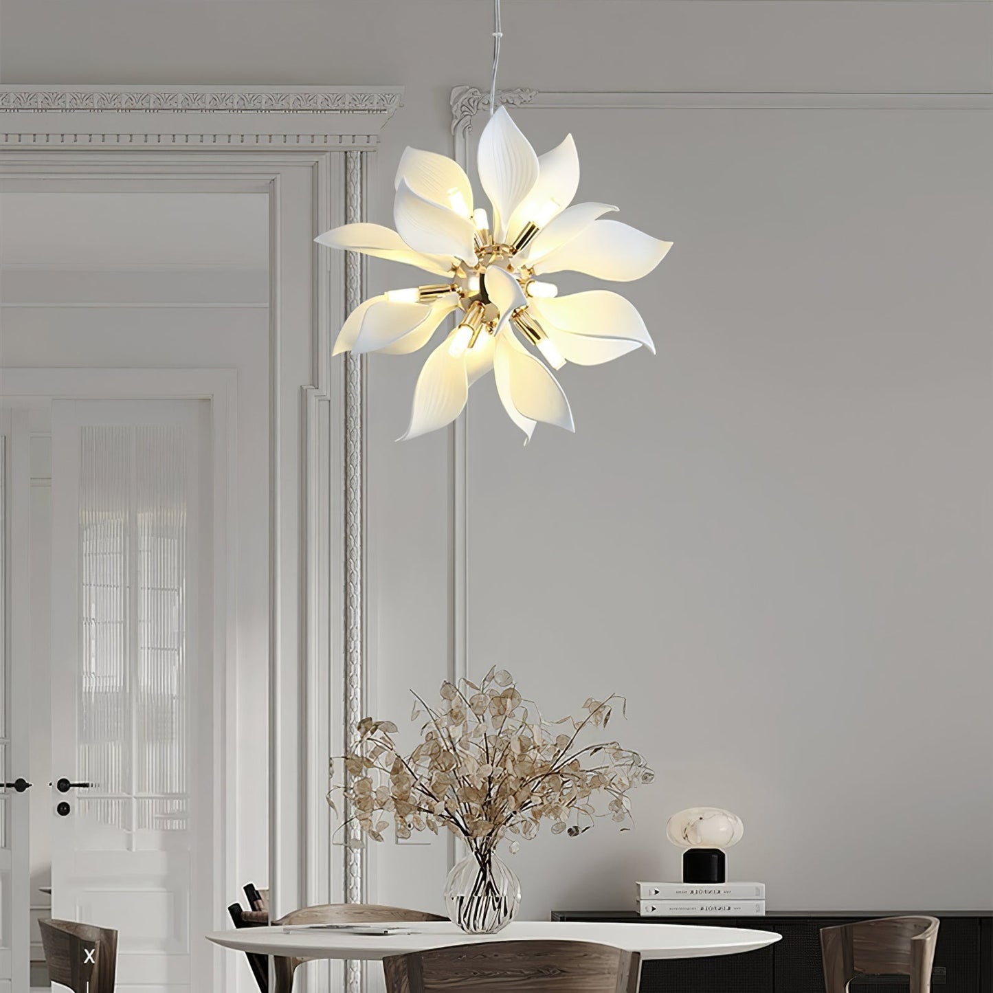Ceramic Petals Blooming Chandelier - Elegant Design, LED Compatible