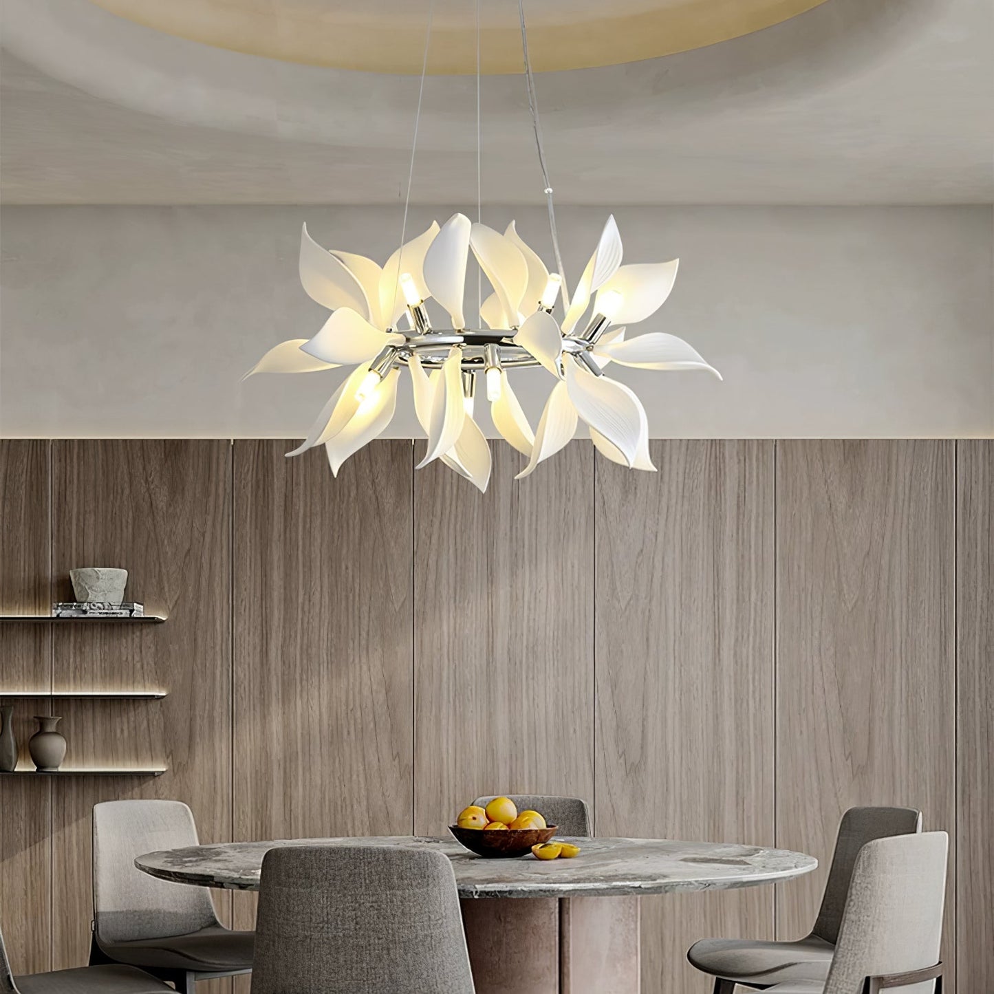 Ceramic Petals Blooming Chandelier - Elegant Design, LED Compatible