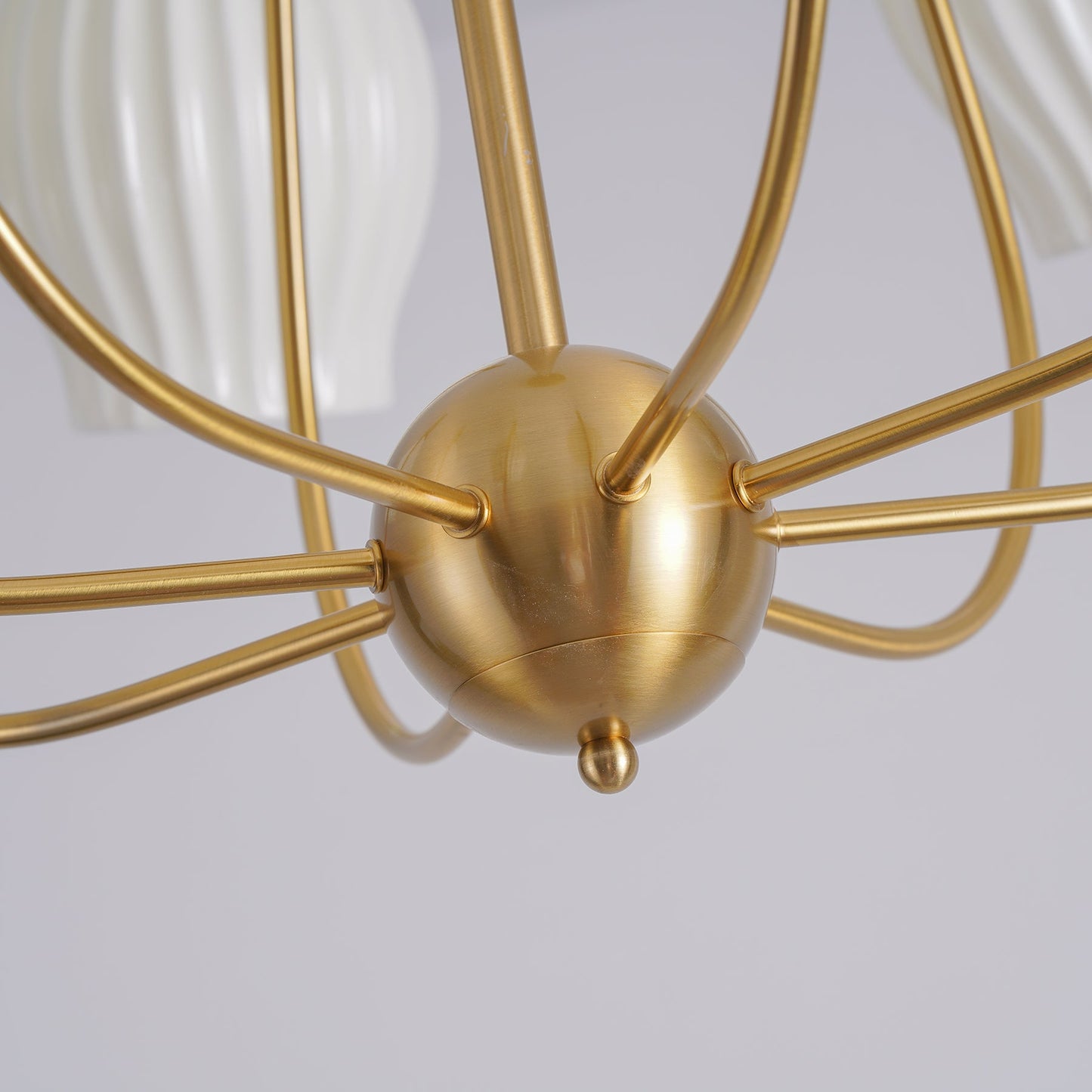 Ceramic Ribbed Chandelier with Adjustable Height and Soft Ambient Ligh