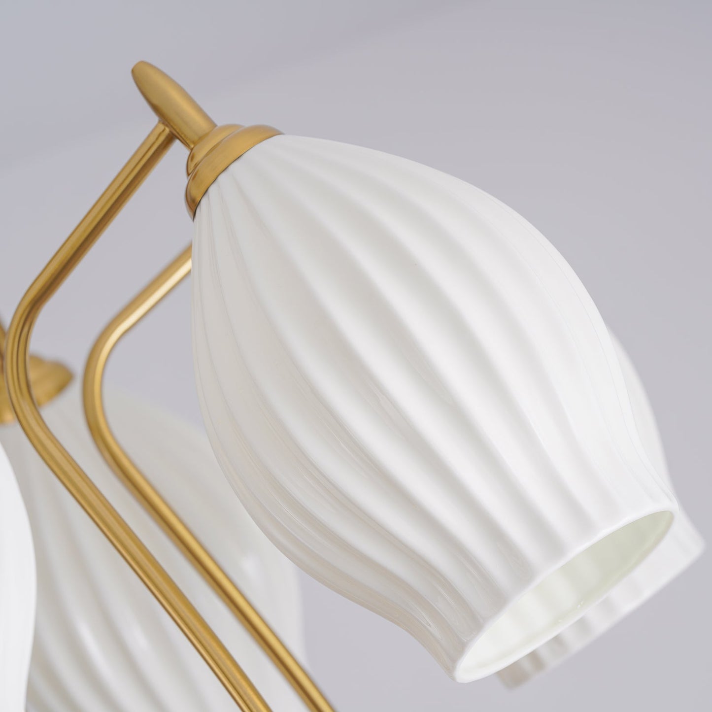 Ceramic Ribbed Chandelier with Adjustable Height and Soft Ambient Ligh