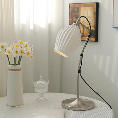 Ceramic Ribbed Table Lamp - Adjustable Brightness & Modern Design
