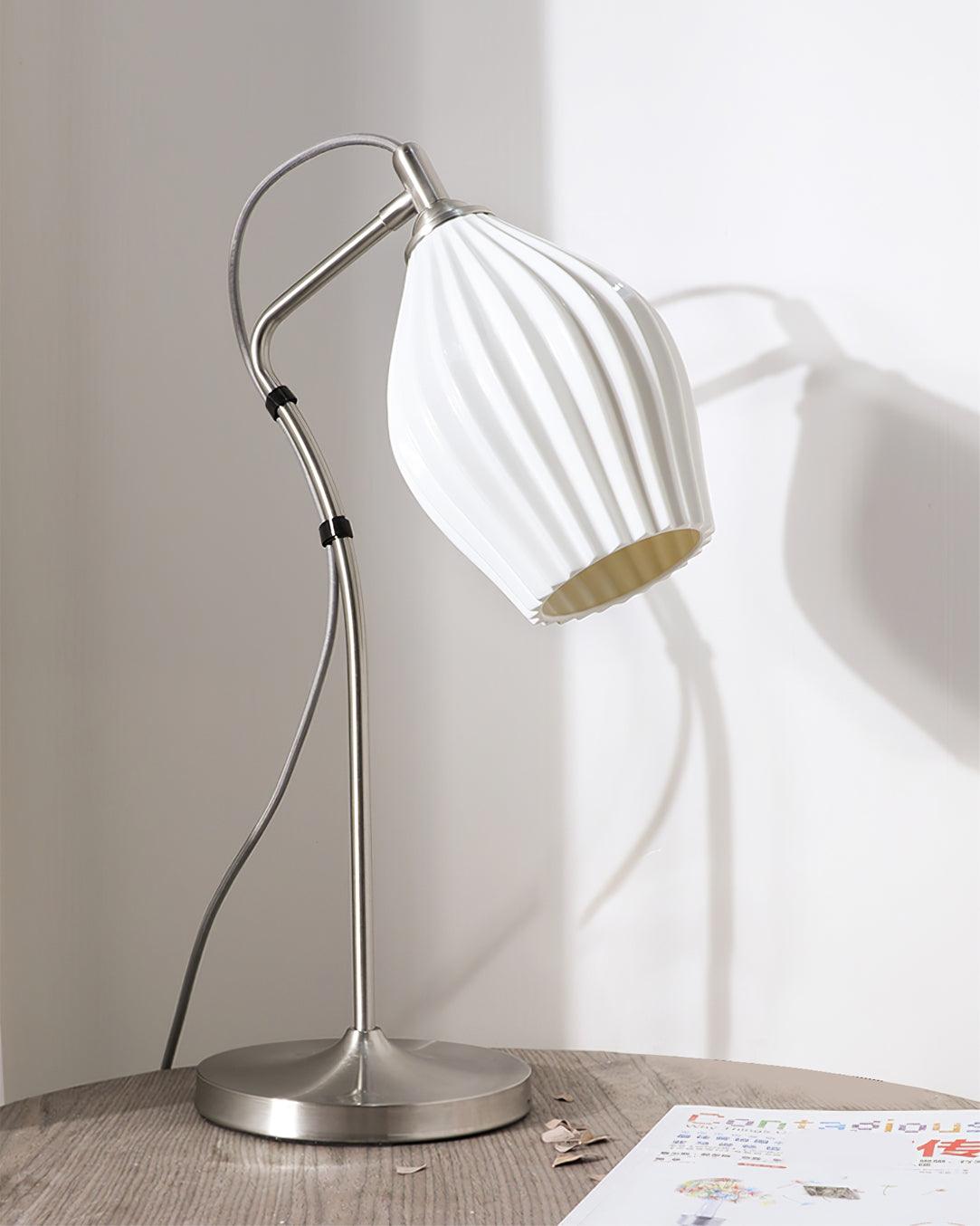 Ceramic Ribbed Table Lamp - Adjustable Brightness & Modern Design