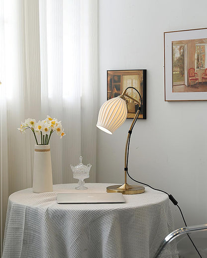 Ceramic Ribbed Table Lamp - Adjustable Brightness & Modern Design