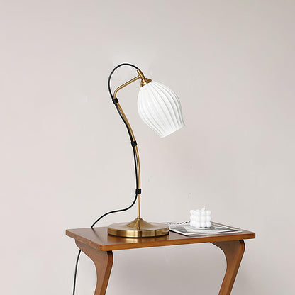 Ceramic Ribbed Table Lamp - Adjustable Brightness & Modern Design