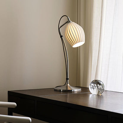 Ceramic Ribbed Table Lamp - Adjustable Brightness & Modern Design