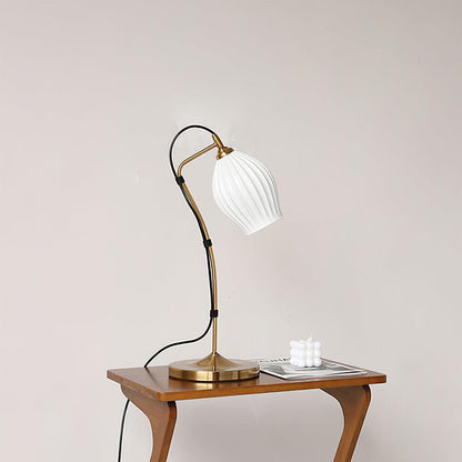 Ceramic Ribbed Table Lamp - Adjustable Brightness & Modern Design