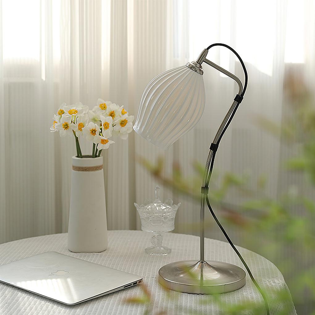Ceramic Ribbed Table Lamp - Adjustable Brightness & Modern Design