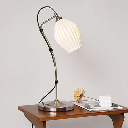 Ceramic Ribbed Table Lamp - Adjustable Brightness & Modern Design