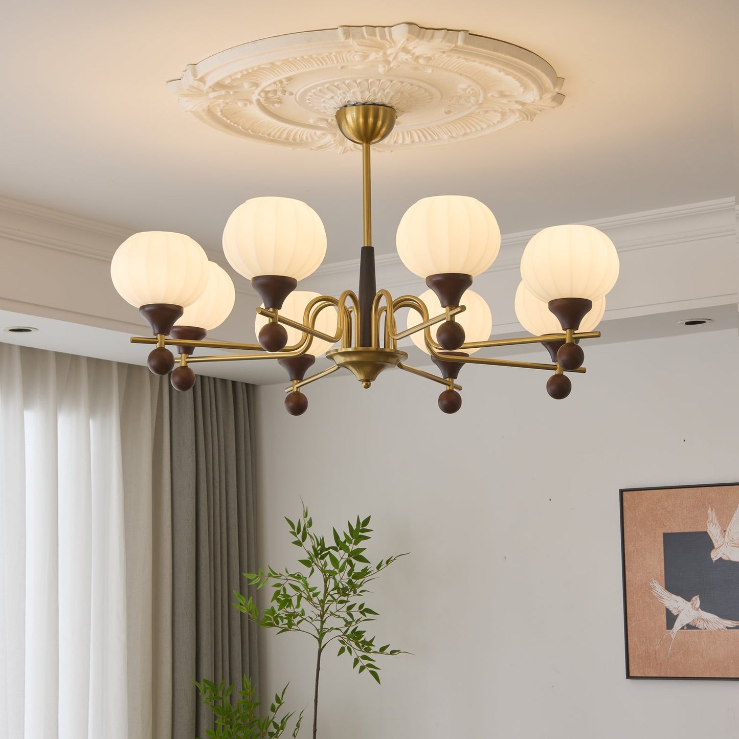 Ceylian Crystal Chandelier - Elegant Lighting with Adjustable Brightne