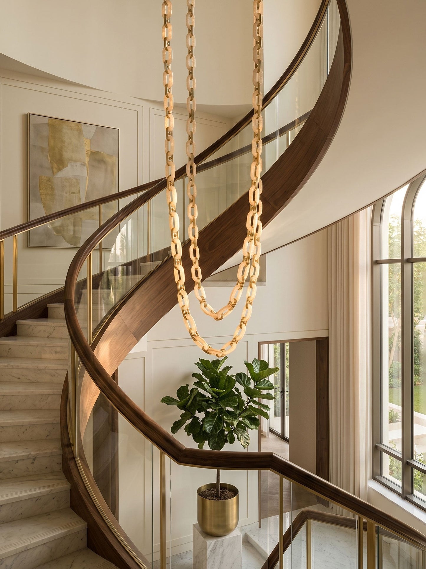 Modern Chain Link Chandelier - Adjustable Height, Elegant Design
