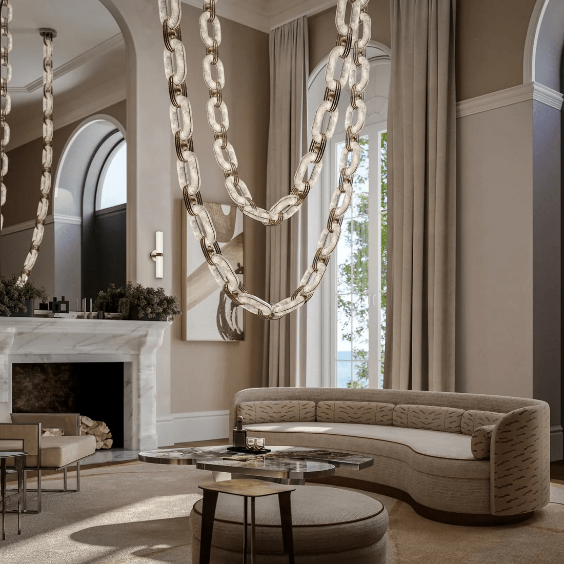 Modern Chain Link Chandelier - Adjustable Height, Elegant Design