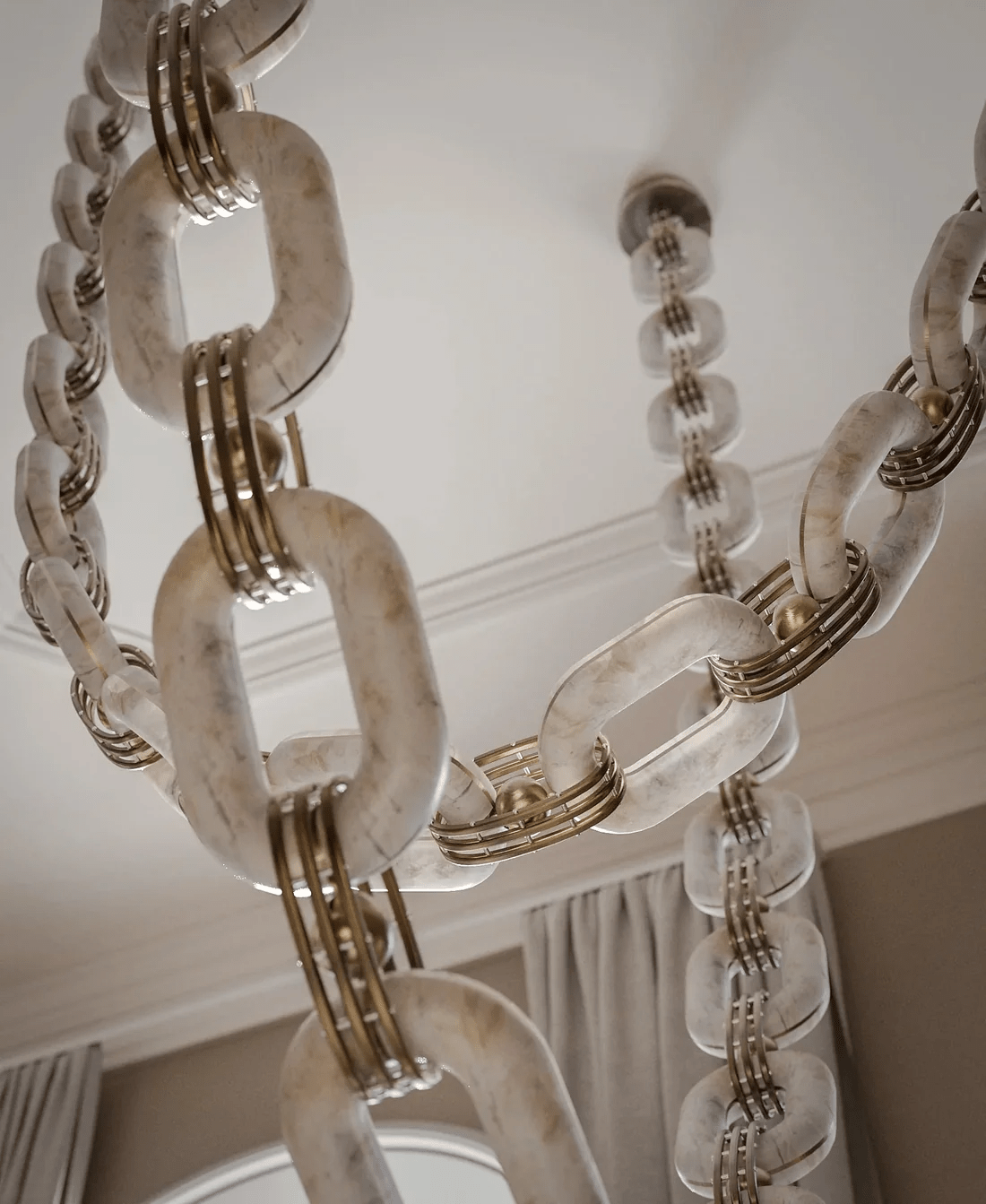 Modern Chain Link Chandelier - Adjustable Height, Elegant Design