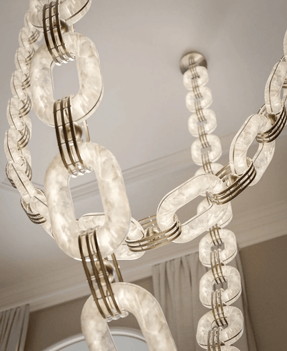 Modern Chain Link Chandelier - Adjustable Height, Elegant Design