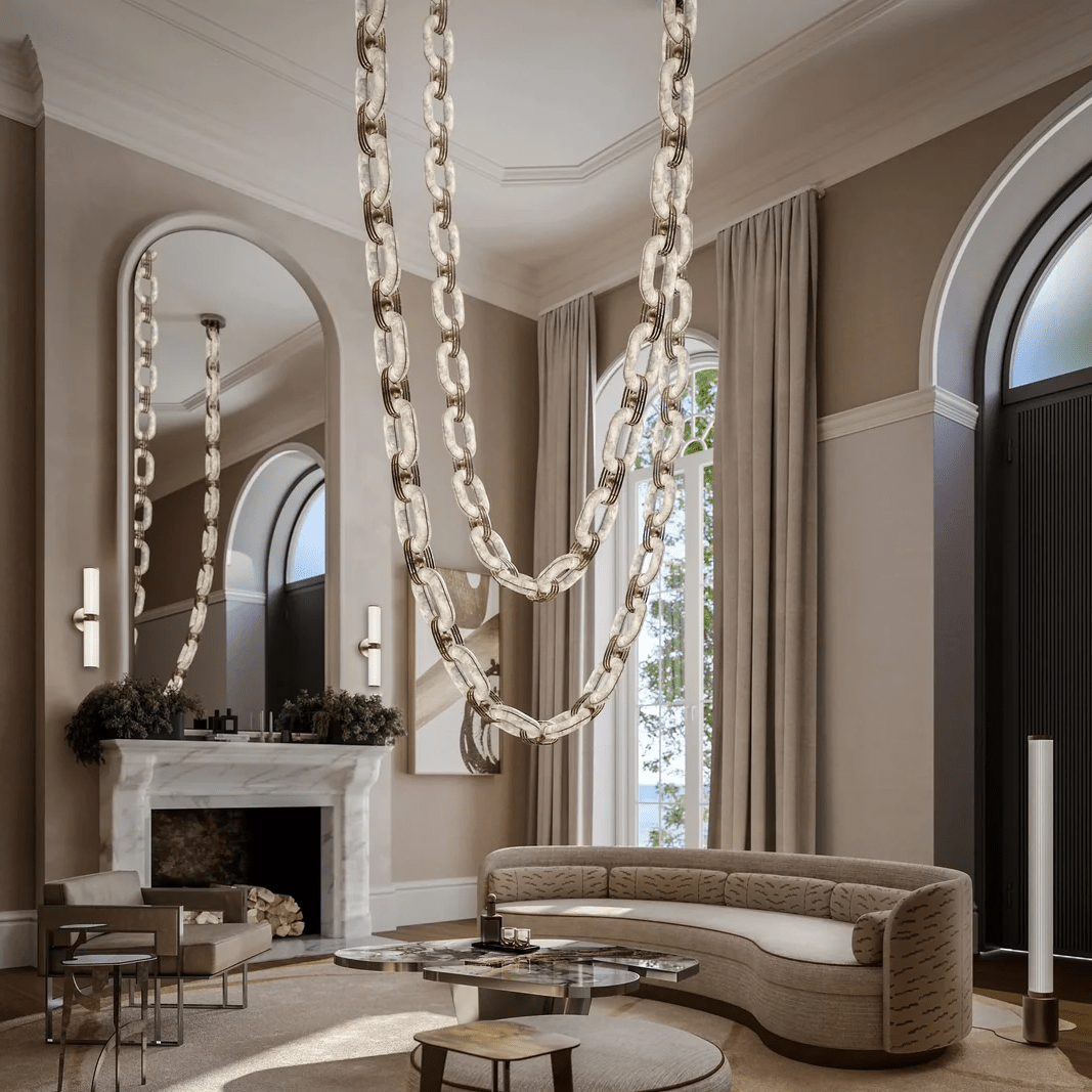 Modern Chain Link Chandelier - Adjustable Height, Elegant Design