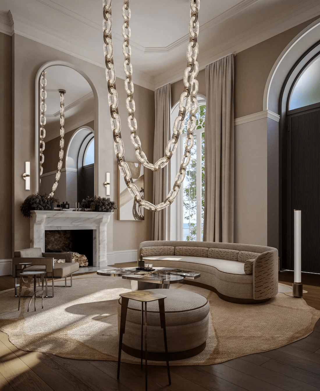 Modern Chain Link Chandelier - Adjustable Height, Elegant Design