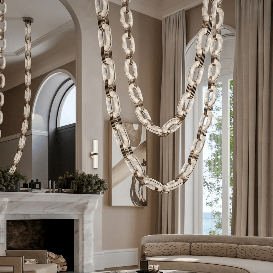Modern Chain Link Chandelier - Adjustable Height, Elegant Design