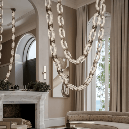 Modern Chain Link Chandelier - Adjustable Height, Elegant Design