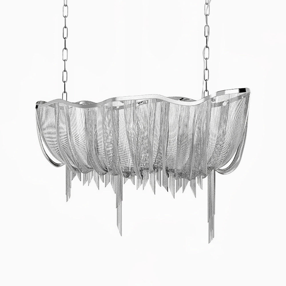 Elegant Shimmering Chandelier with Adjustable Height & Crystal Accents