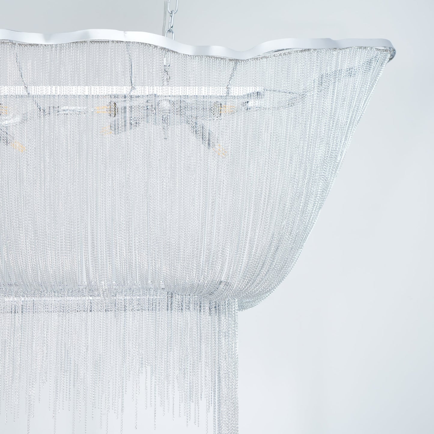 Elegant Shimmering Chandelier with Adjustable Height & Crystal Accents