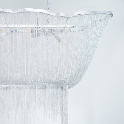 Elegant Shimmering Chandelier with Adjustable Height & Crystal Accents