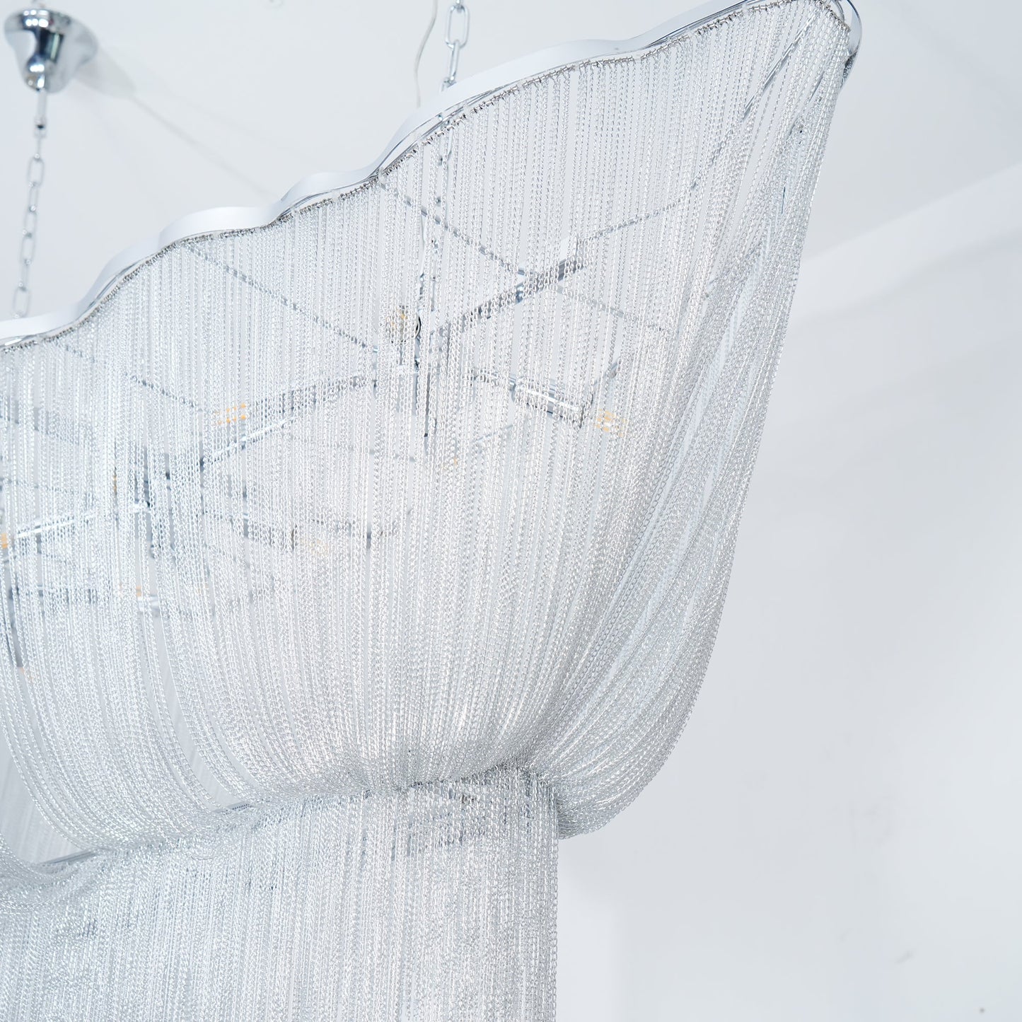 Elegant Shimmering Chandelier with Adjustable Height & Crystal Accents