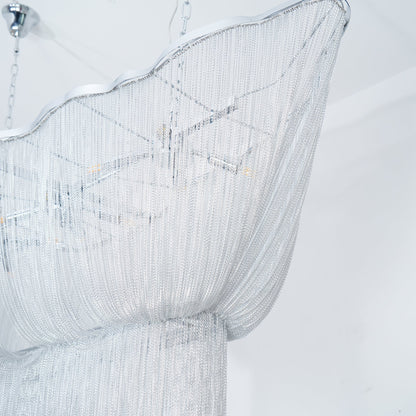 Elegant Shimmering Chandelier with Adjustable Height & Crystal Accents