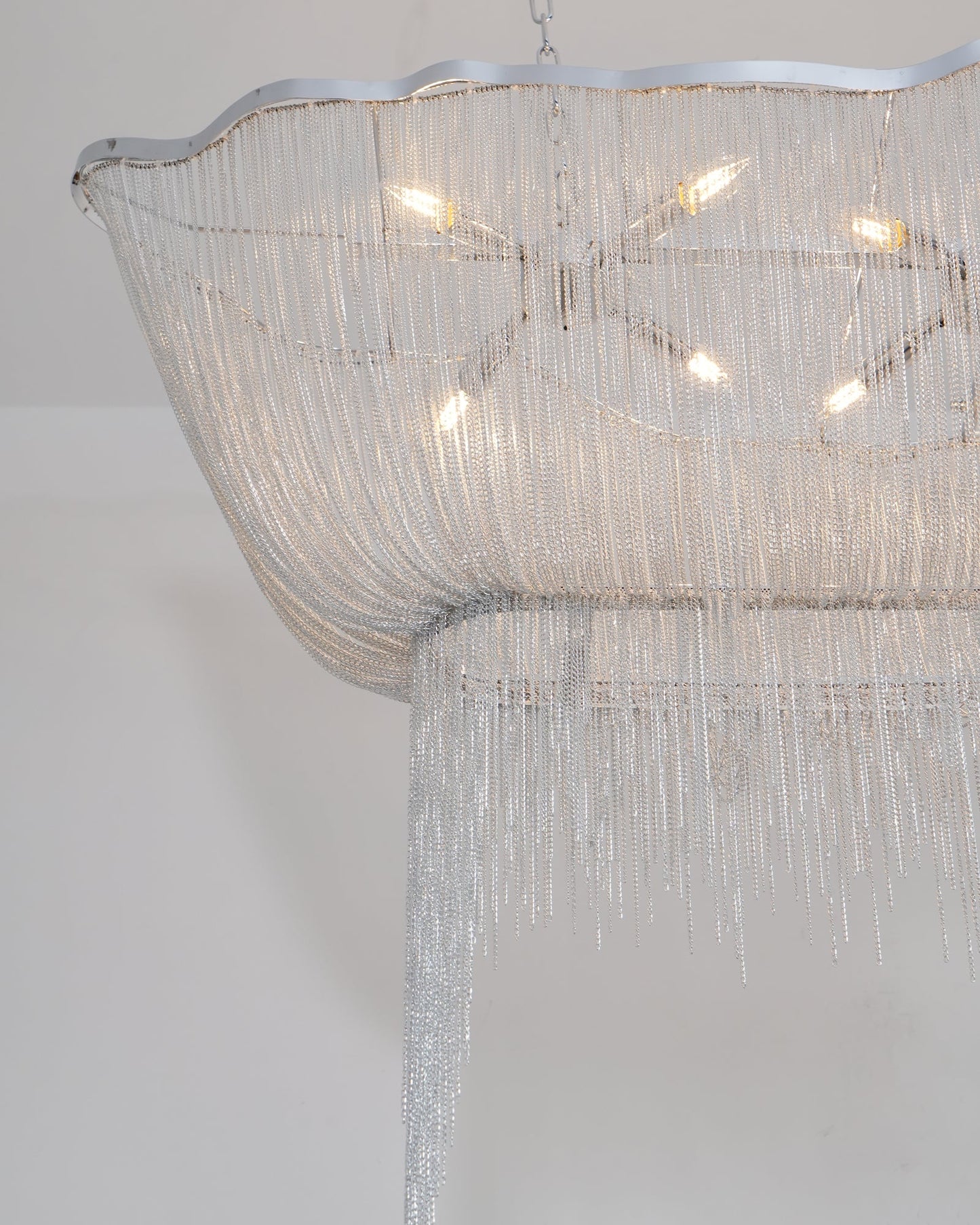Elegant Shimmering Chandelier with Adjustable Height & Crystal Accents