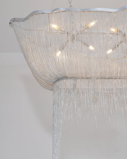 Elegant Shimmering Chandelier with Adjustable Height & Crystal Accents