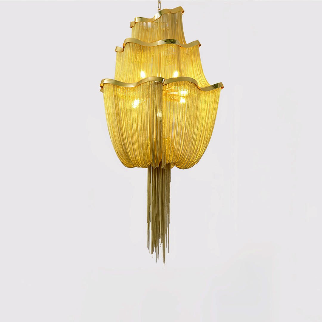 Elegant Shimmering Chandelier with Adjustable Height & Crystal Accents
