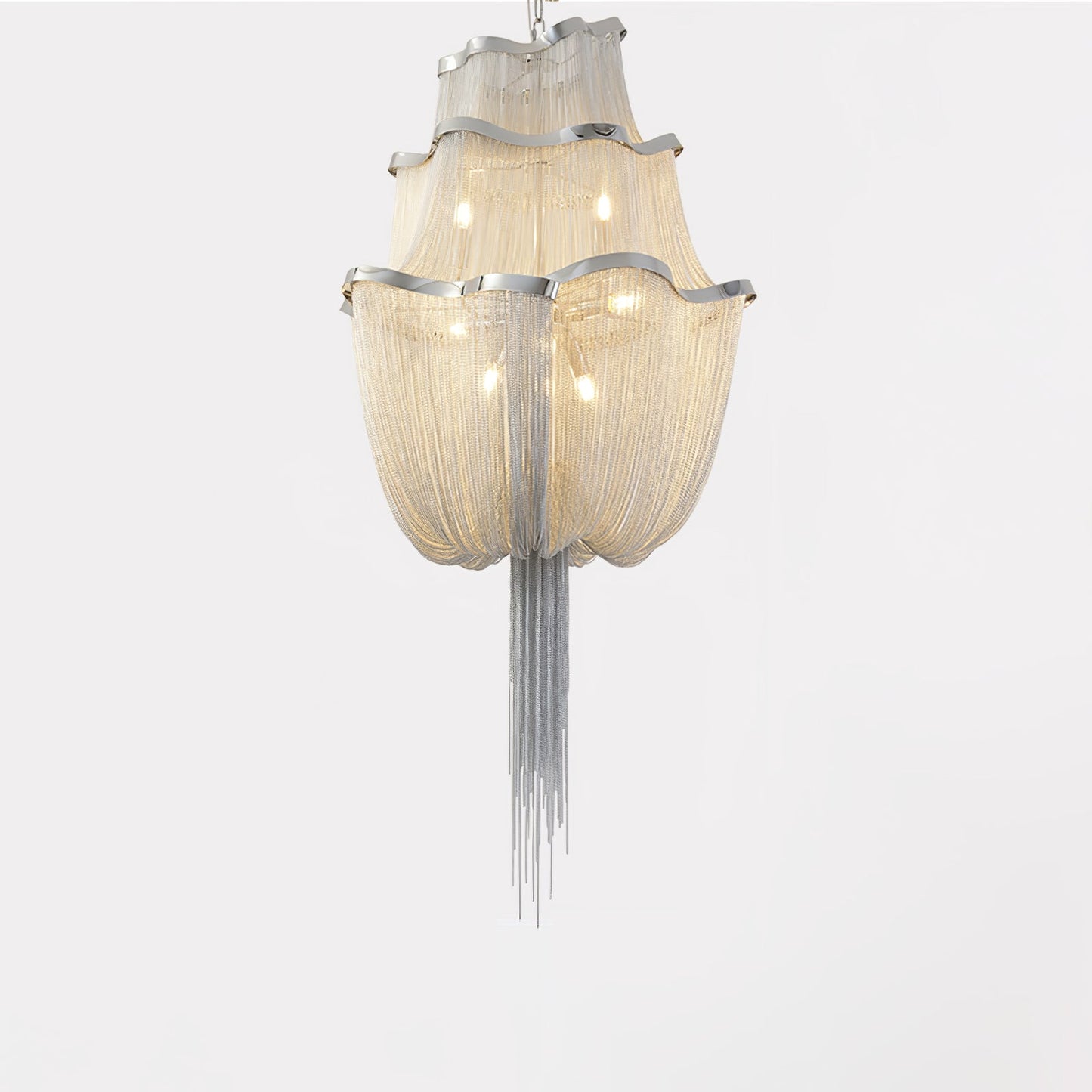 Elegant Shimmering Chandelier with Adjustable Height & Crystal Accents