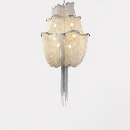 Elegant Shimmering Chandelier with Adjustable Height & Crystal Accents