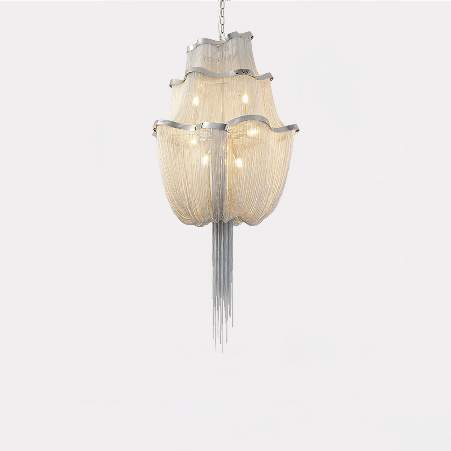 Elegant Shimmering Chandelier with Adjustable Height & Crystal Accents