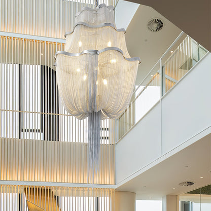 Elegant Shimmering Chandelier with Adjustable Height & Crystal Accents