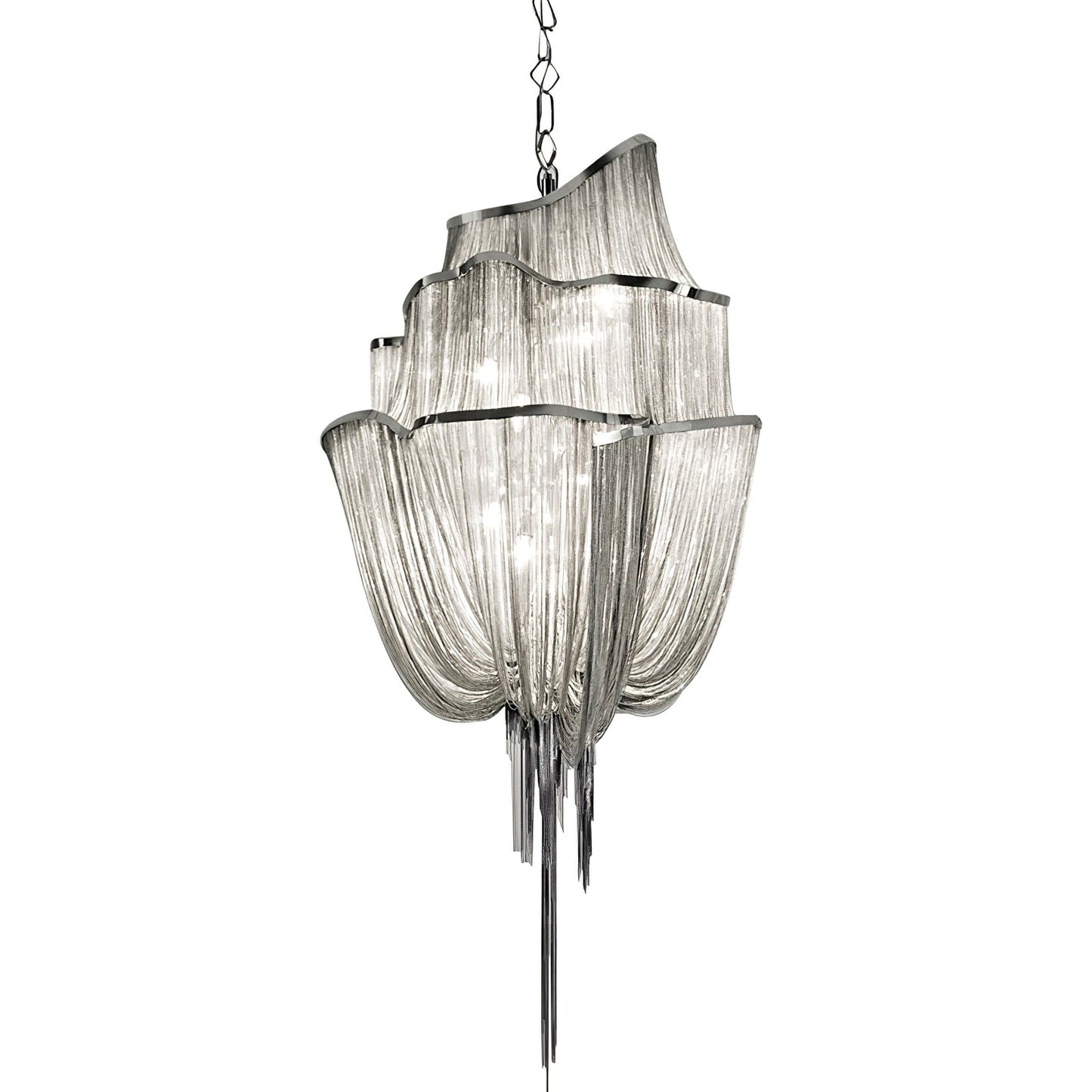 Elegant Shimmering Chandelier with Adjustable Height & Crystal Accents
