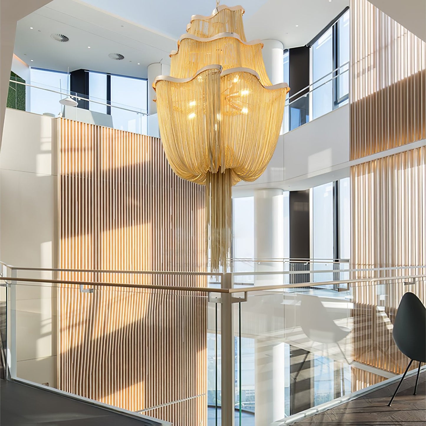 Elegant Shimmering Chandelier with Adjustable Height & Crystal Accents