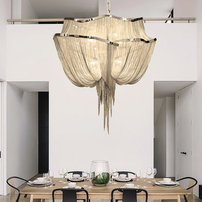 Elegant Shimmering Chandelier with Adjustable Height & Crystal Accents