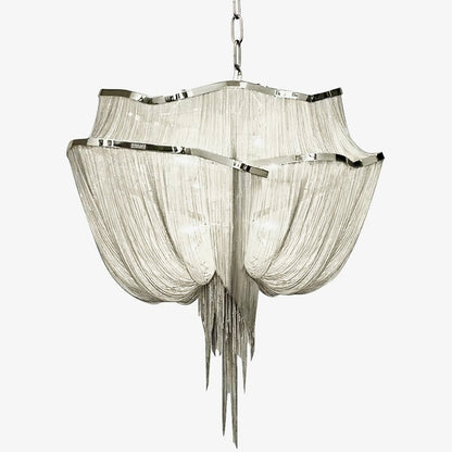 Elegant Shimmering Chandelier with Adjustable Height & Crystal Accents