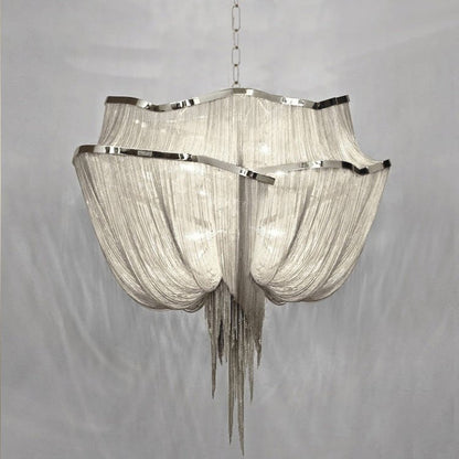 Elegant Shimmering Chandelier with Adjustable Height & Crystal Accents