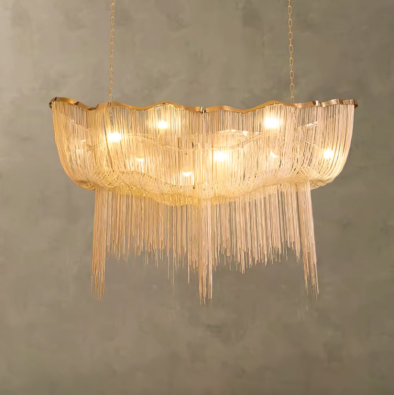 Elegant Shimmering Chandelier with Adjustable Height & Crystal Accents
