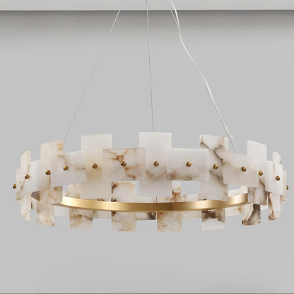 Alabaster Halo Chandelier - Elegant Design with Adjustable Brightness