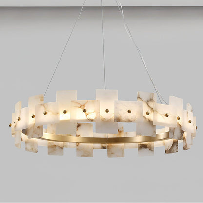 Alabaster Halo Chandelier - Elegant Design with Adjustable Brightness