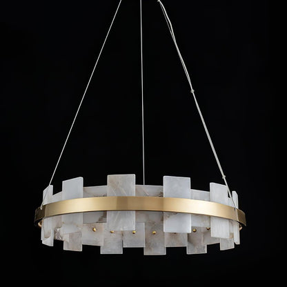 Alabaster Halo Chandelier - Elegant Design with Adjustable Brightness
