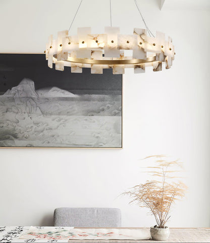 Alabaster Halo Chandelier - Elegant Design with Adjustable Brightness