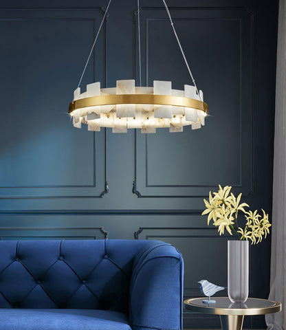 Alabaster Halo Chandelier - Elegant Design with Adjustable Brightness